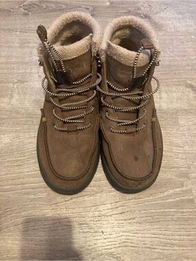 Hey Dude Men's Brown Leather Winter Lace-Up Boots Size M9